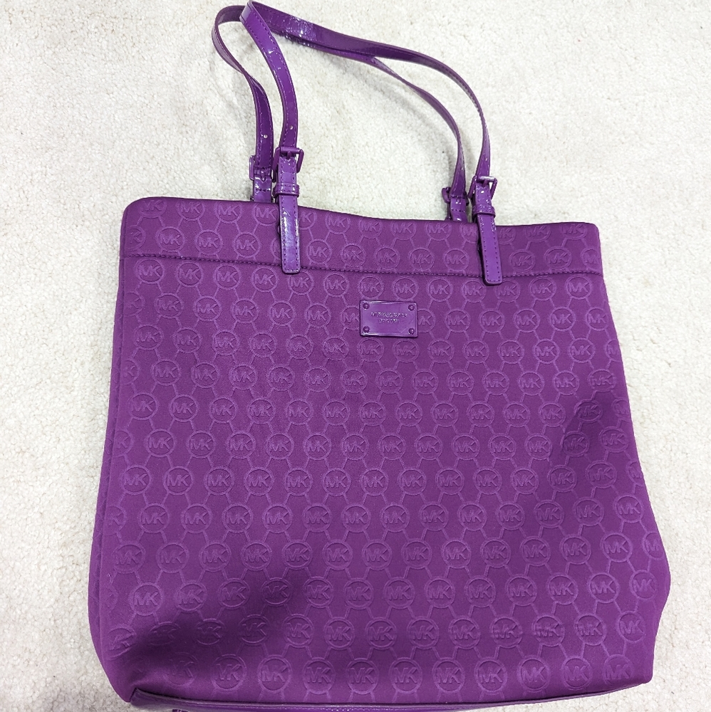 Michael Kors neoprene large purple tote